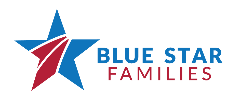 Logo of Blue Star Families featuring a blue and red star next to the organization's name in blue and red font, emphasizing their focus on Human Resources.